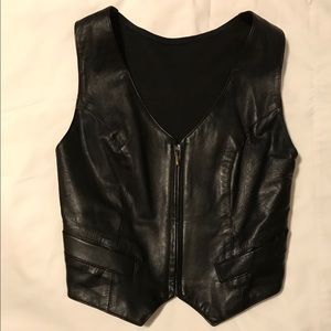 Women’s Black Leather Vest